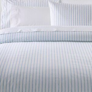 LL Bean White and Blue Striped King Duvet Cover